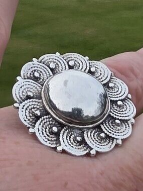Solid Sterling Silver Modern Floral Design Ring (Adjustable)